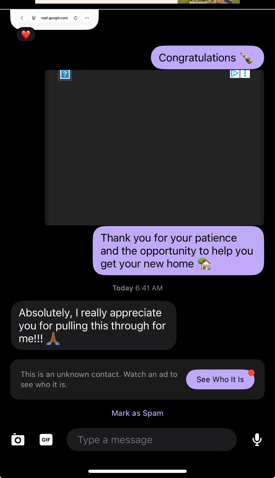 Client testimonial screenshot from TikTok Live